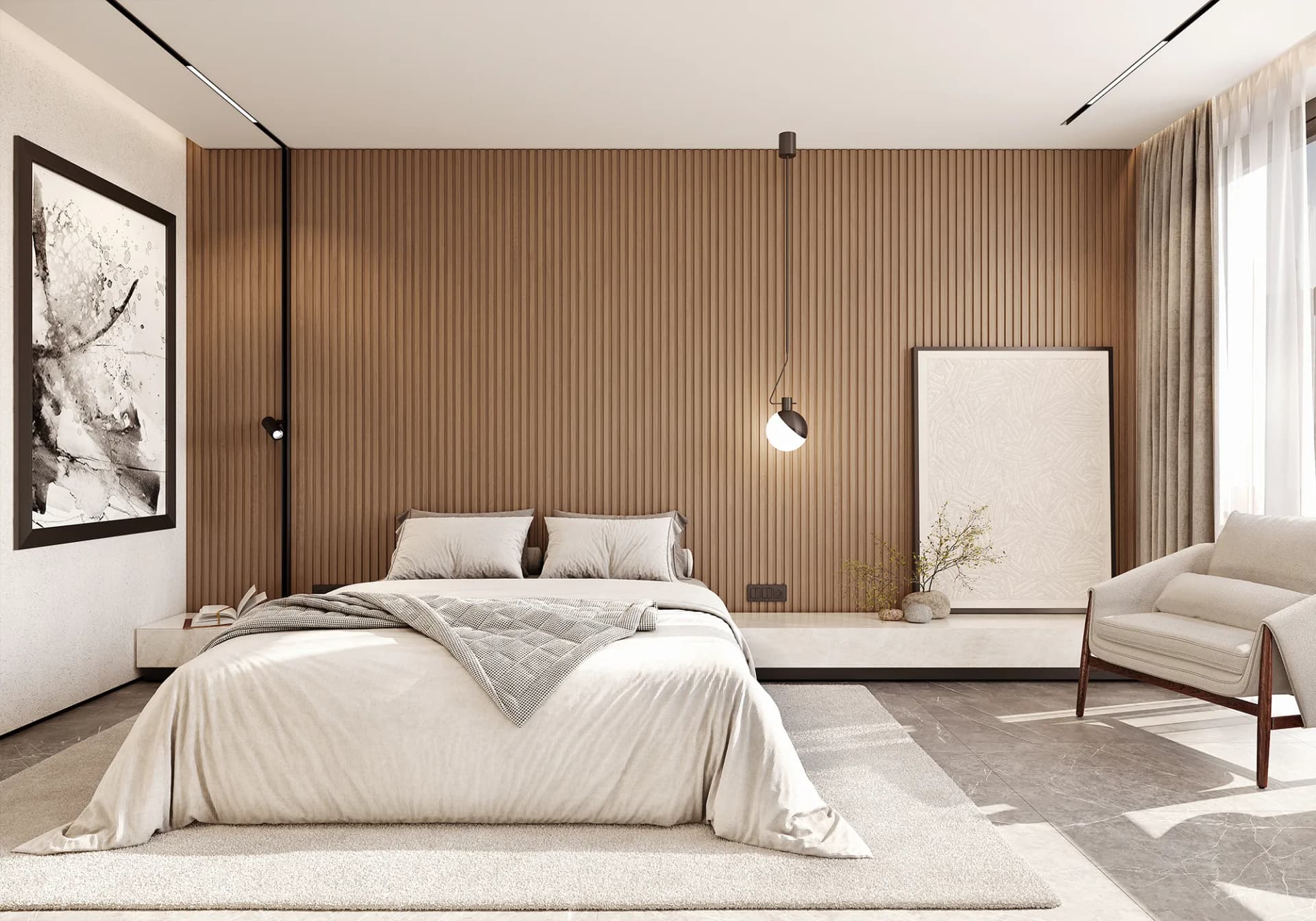 Modern and cozy bedroom