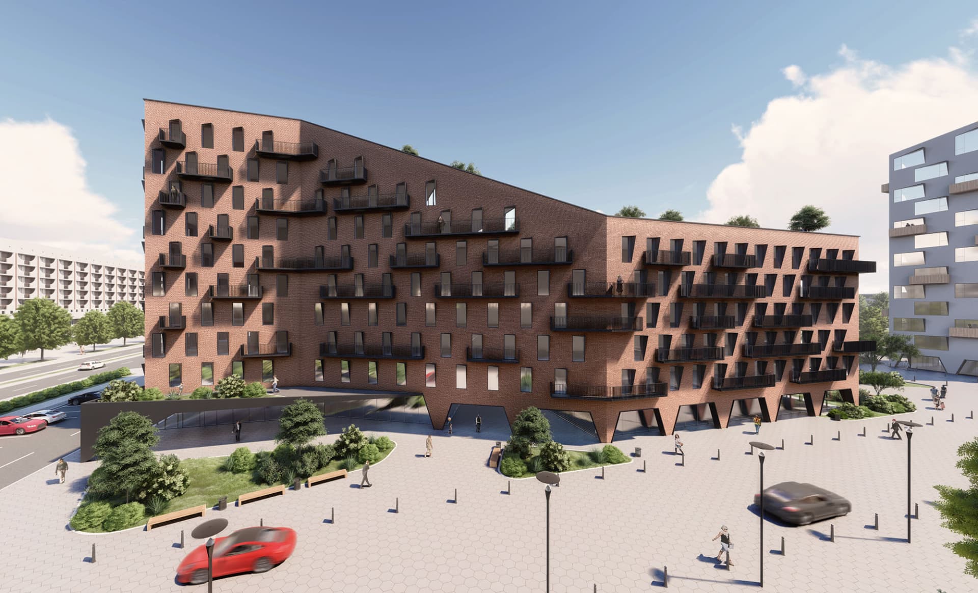 Modern office and residential building