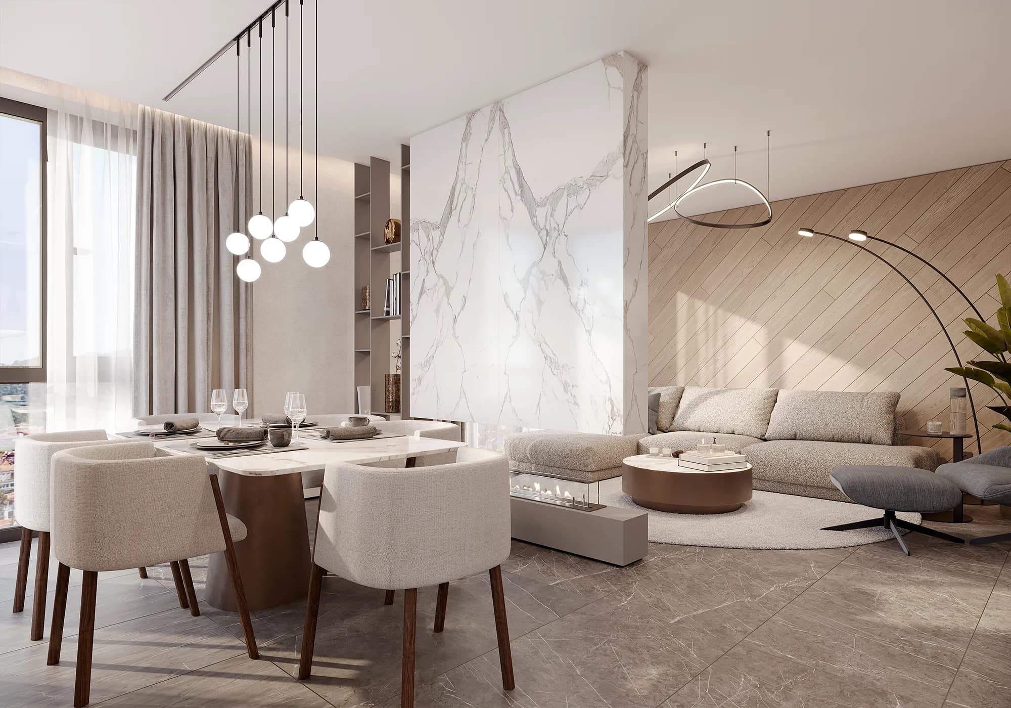 Modern, cozy living room with premium finishes, natural light, and generous space.