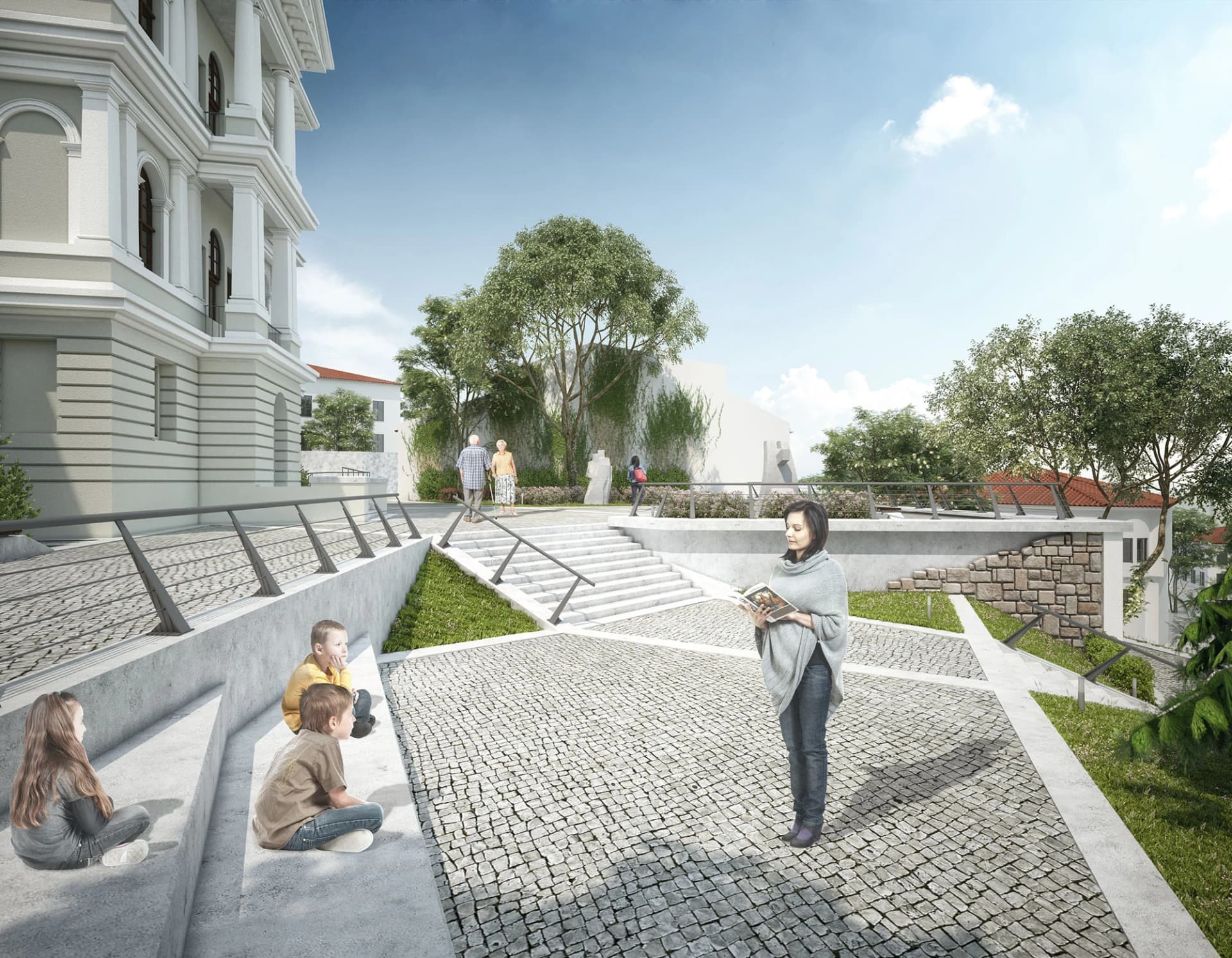 A contemporary urban environment featuring diverse functions, exhibition areas, and landscape design.